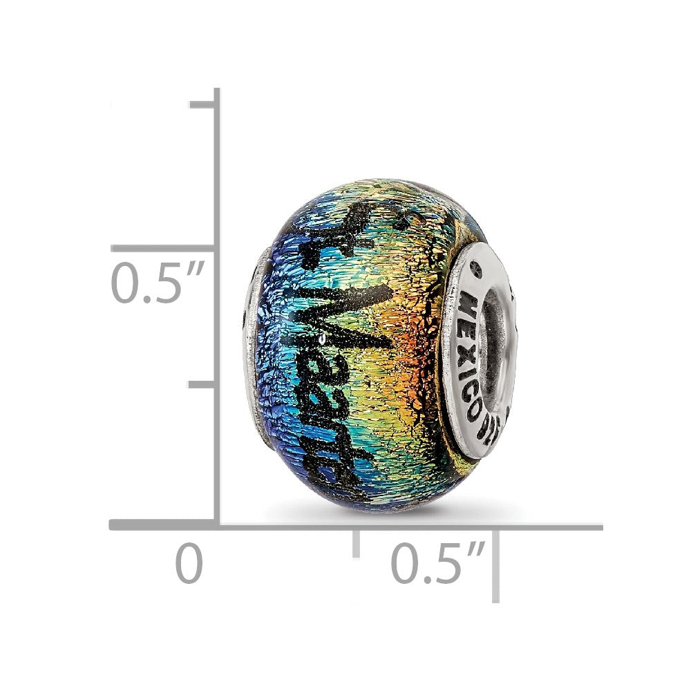 Sterling Silver Reflections St Maarten Orange Dichroic Glass Bead