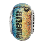 Sterling Silver Reflections Panama City Orange Dichroic Glass Bead