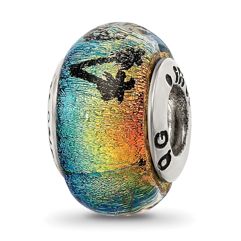 Sterling Silver Reflections Panama City Orange Dichroic Glass Bead