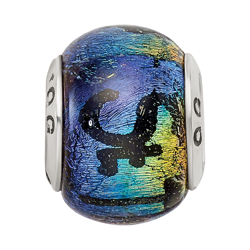 Sterling Silver Reflections St Thomas Orange Dichroic Glass Bead