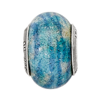 Sterling Silver Reflection Blue w/Glitter Overlay Italian Bead