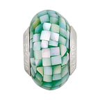 Sterling Silver Reflections Green Mother of Pearl Mosaic Bead