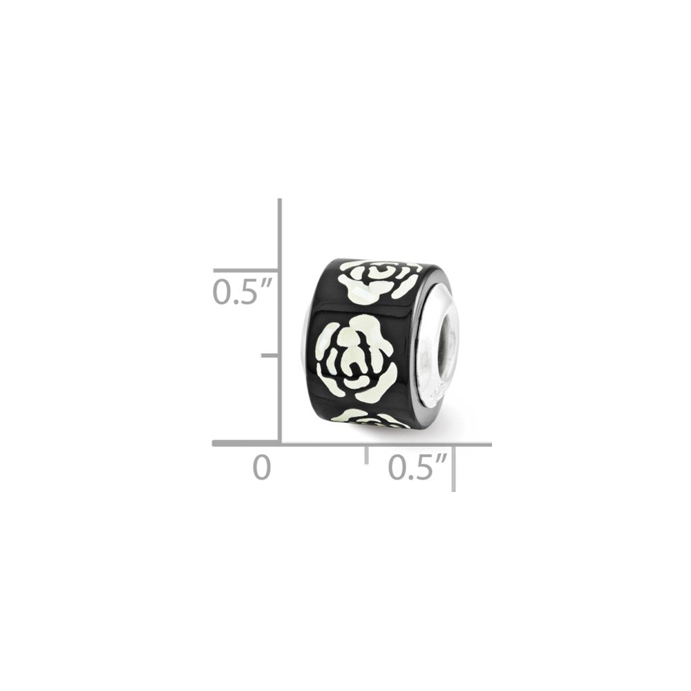 Sterling Silver Reflections Black/White Mother of Pearl Mosaic Bead