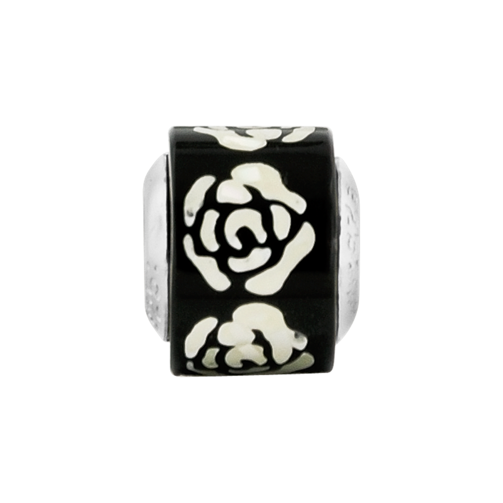 Sterling Silver Reflections Black/White Mother of Pearl Mosaic Bead
