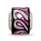 Sterling Silver Reflections Light/Dark Purple MOP Mosaic Bead