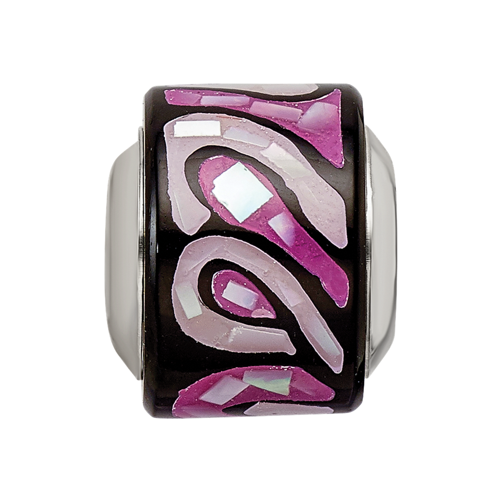 Sterling Silver Reflections Light/Dark Purple MOP Mosaic Bead