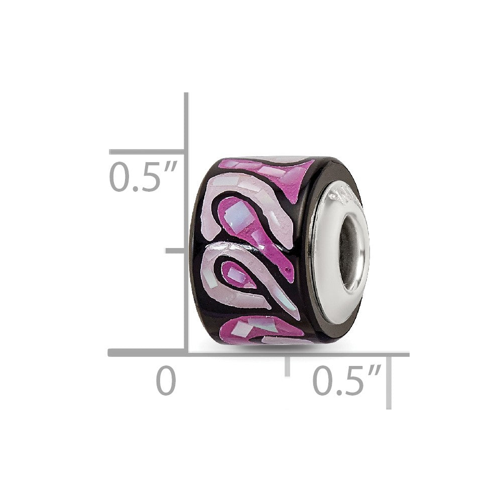 Sterling Silver Reflections Light/Dark Purple MOP Mosaic Bead