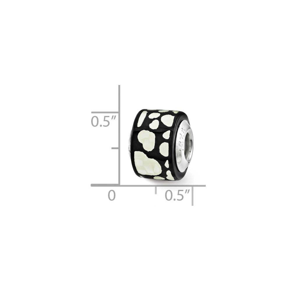 Sterling Silver Reflections Black/White MOP Hearts Mosaic Bead