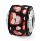 Sterling Silver Reflections Red/Black MOP Hearts Mosaic Bead