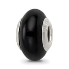 Sterling Silver Reflections Black Glass Bead