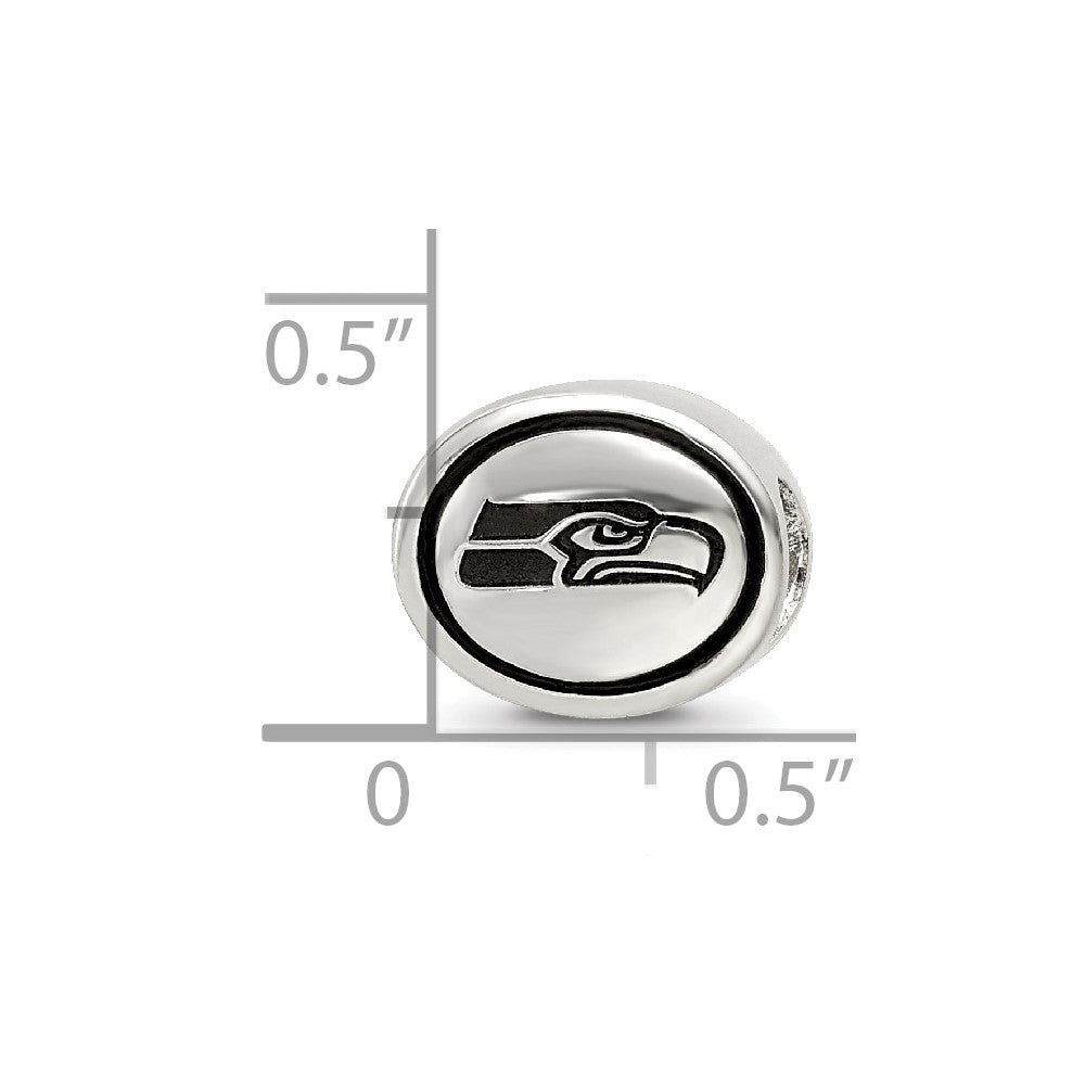 Sterling Silver Antiqued Seattle Seahawks NFL Bead