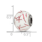 Sterling Silver Reflections White w/RedConfetti Glass Bead