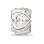 Sterling Silver Reflections Clear CZ Heart Bead