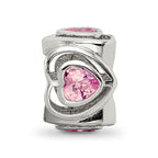 Sterling Silver Reflections Pink CZ Heart Bead