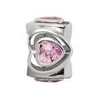 Sterling Silver Reflections Pink CZ Heart Bead