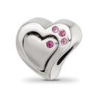 Sterling Silver Reflections Pink Crystal 2pc Heart Bead