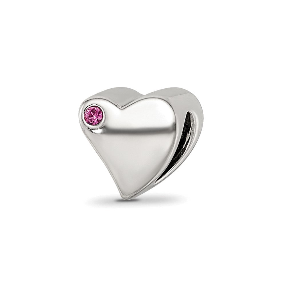 Sterling Silver Reflections Pink Crystal 2pc Heart Bead