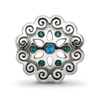 Sterling Silver Reflections Blue/Green Crystals Flower Bead