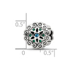 Sterling Silver Reflections Blue/Green Crystals Flower Bead