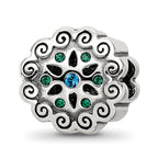 Sterling Silver Reflections Blue/Green Crystals Flower Bead