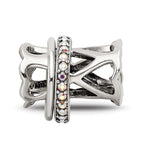 Sterling Silver Reflections with Crystals Heart Spinner Bea