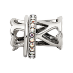 Sterling Silver Reflections with Crystals Heart Spinner Bea