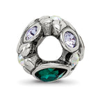 Sterling Silver Reflections Purple/Green Crystal Flower Bead