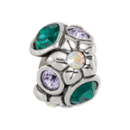 Sterling Silver Reflections Purple/Green Crystal Flower Bead