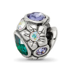 Sterling Silver Reflections Purple/Green Crystal Flower Bead