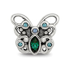Sterling Silver Reflections Blue/Green Crystal Butterfly Bead
