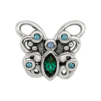 Sterling Silver Reflections Blue/Green Crystal Butterfly Bead