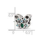 Sterling Silver Reflections Blue/Green Crystal Butterfly Bead