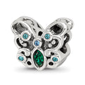 Sterling Silver Reflections Blue/Green Crystal Butterfly Bead