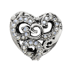 Sterling Silver Reflections Crystal Filigree Heart Bead