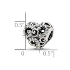 Sterling Silver Reflections Crystal Filigree Heart Bead