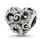Sterling Silver Reflections Crystal Filigree Heart Bead