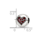 Sterling Silver Reflections Jan Red Crystal Faith Heart Bead