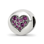 Sterling Silver Reflections Feb Purple Crystal Peace Heart Bead