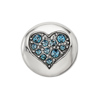 Sterling Silver Reflections Mar Blue Crystal Courage Heart Bead
