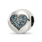 Sterling Silver Reflections Mar Blue Crystal Courage Heart Bead