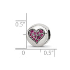 Sterling Silver Reflections July Red Crystal Passion Heart Bead