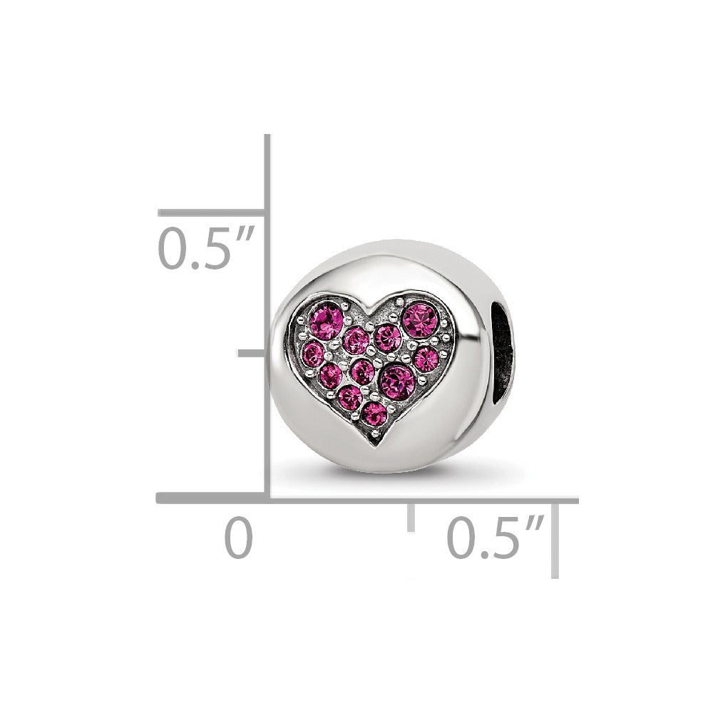 Sterling Silver Reflections July Red Crystal Passion Heart Bead
