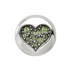 Sterling Silver Reflections Aug Lt Gn Crystal Strength Heart Bead
