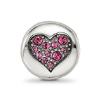 Sterling Silver Reflections Oct Pink Crystal Hope Heart Bead
