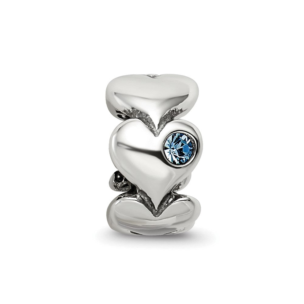 Sterling Silver Reflections Crystal Endless Hearts Bead