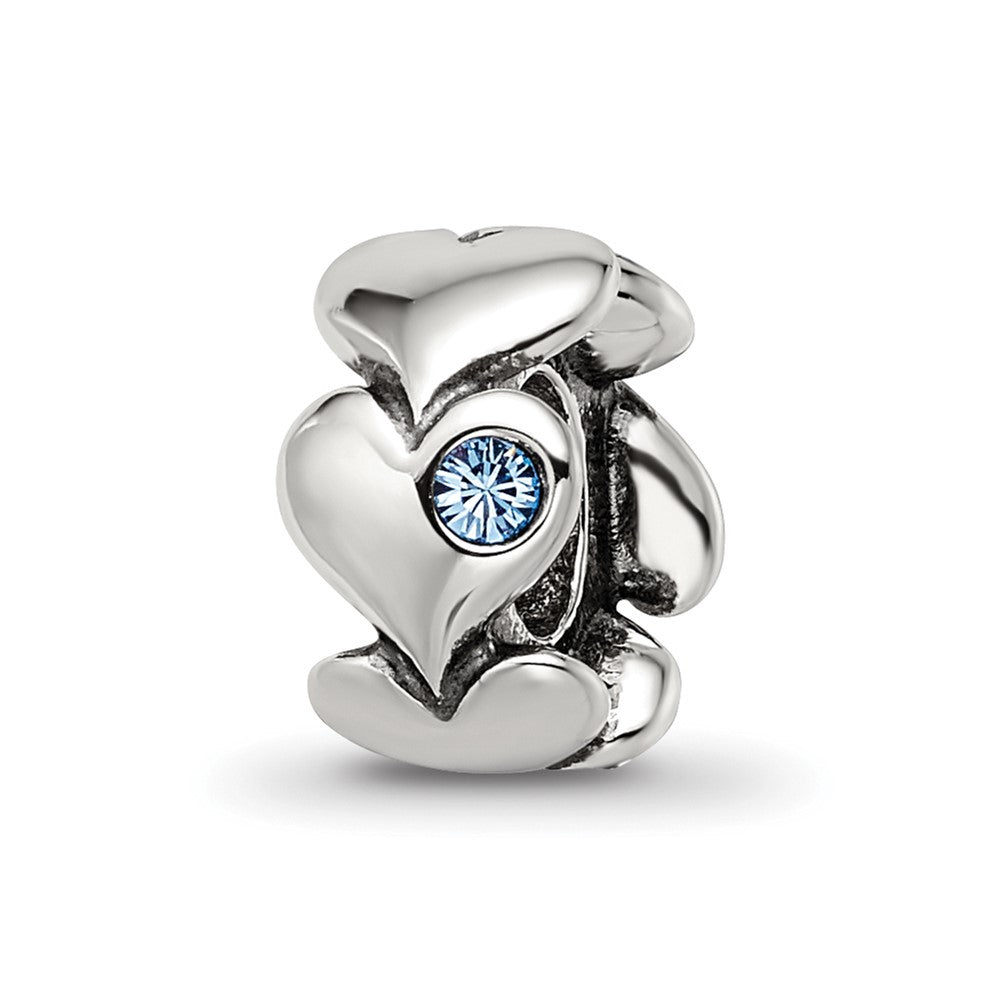 Sterling Silver Reflections Crystal Endless Hearts Bead