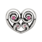 Sterling Silver Reflections Pink Crystal Twin Heart Bead
