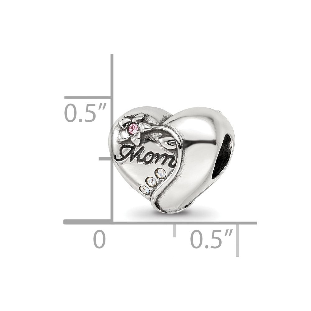 Sterling Silver Reflections Crystals Mother's Heart Bead