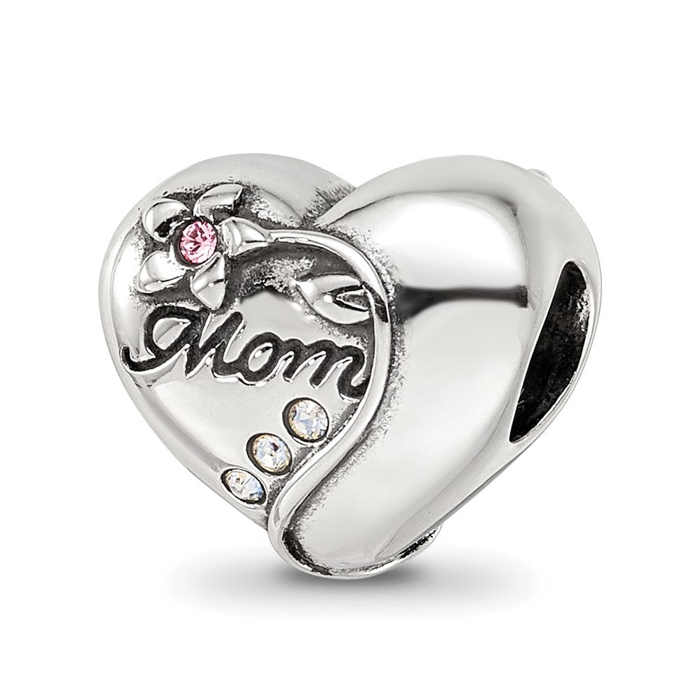 Sterling Silver Reflections Crystals Mother's Heart Bead