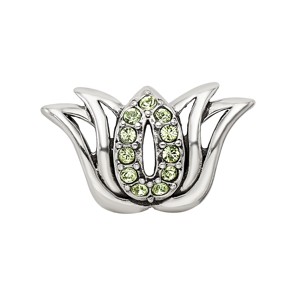Sterling Silver Reflections with Crystals Pav‚ Lotus Bead